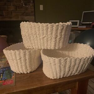 Hobby Lobby Cream Woven Storage Baskets set of 3